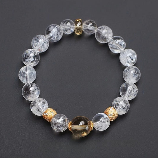 Natural White Aze & Citrine Bracelet – Abundance & Spiritual Clarity