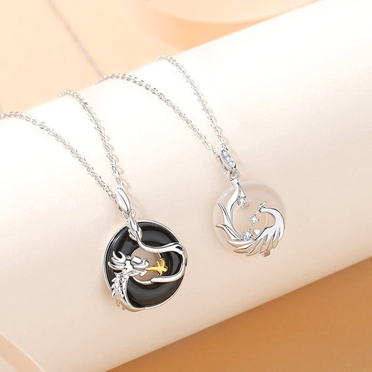 Dragon & Phoenix Peace Buckle Couple Necklaces