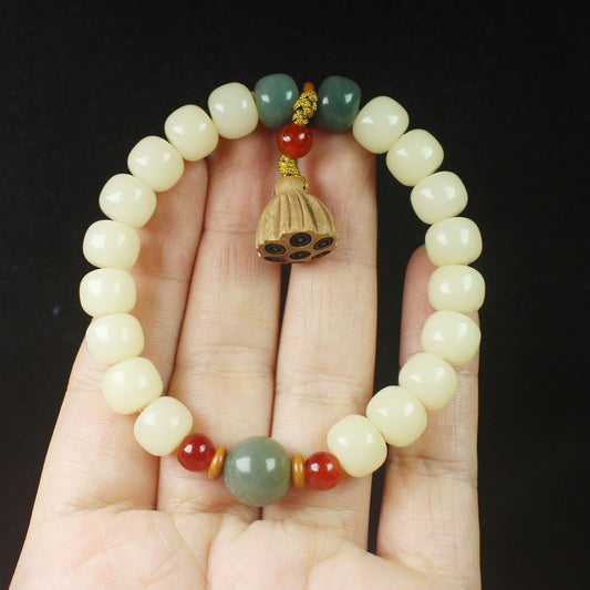 Creamy Yellow Jade-Like Bodhi Root Bracelet – Lotus Pod Design