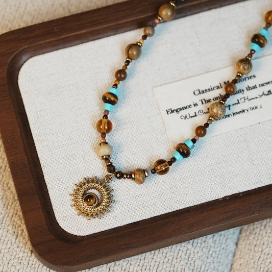 Agate & Bodhi Sun Pendant Necklace