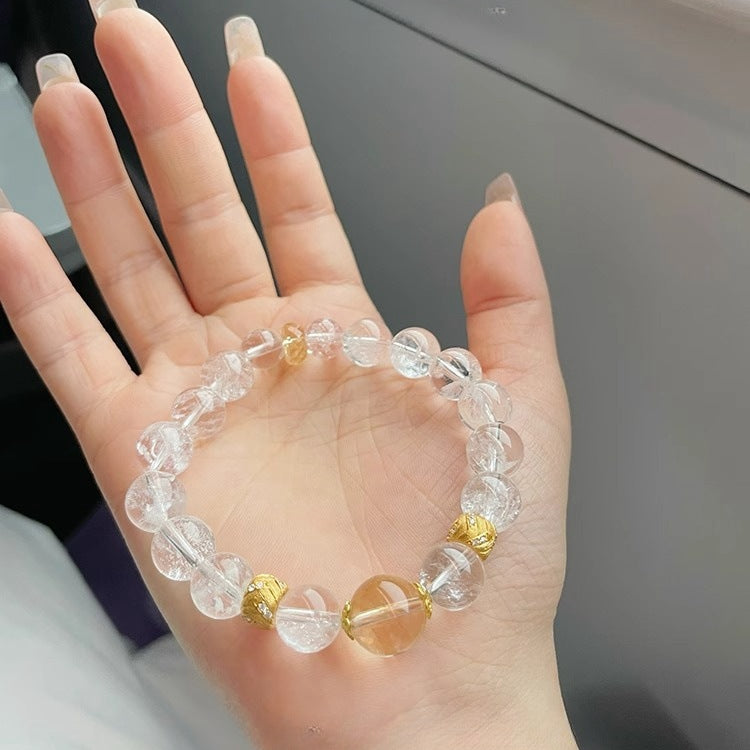 Natural White Aze & Citrine Bracelet – Abundance & Spiritual Clarity