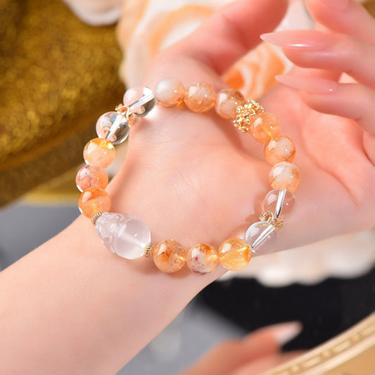 Yellow Topaz & Clear Quartz Pixiu Bracelet – Attract Wealth & Energy