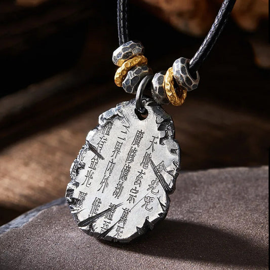 Daoist Talisman Necklace – Brass Amulet with Golden Light Blessing