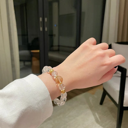 Natural White Aze & Citrine Bracelet – Abundance & Spiritual Clarity
