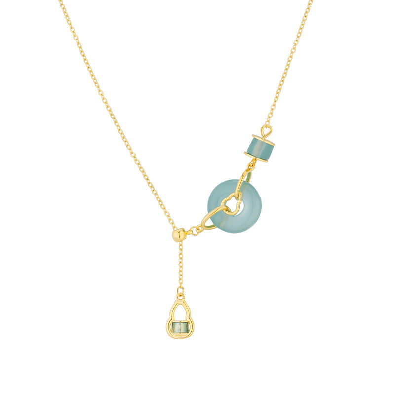 Chalcedony Peace Amulet & Gourd Necklace – Harmony & Blessings