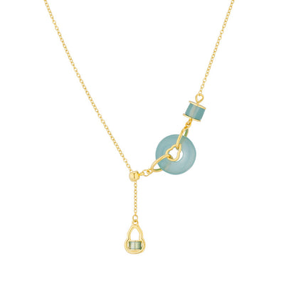 Chalcedony Peace Amulet & Gourd Necklace – Harmony & Blessings