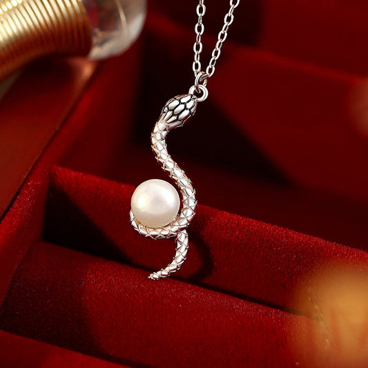 Serpent & Pearl Necklace – Wisdom, Protection & Femininity