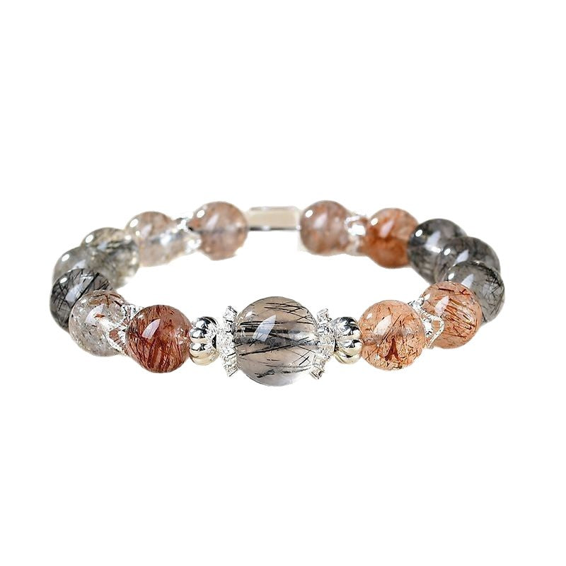 Black Golden Super Seven Bracelet with Rutilated & Clear Quartz