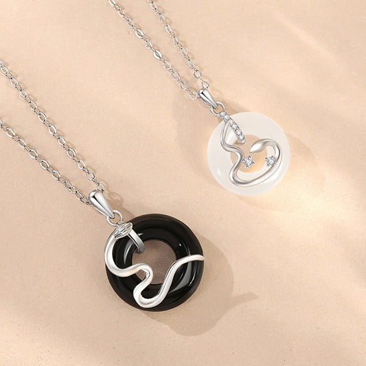 Serpent & Peace Amulet Couple Necklaces – Yin & Yang Protection