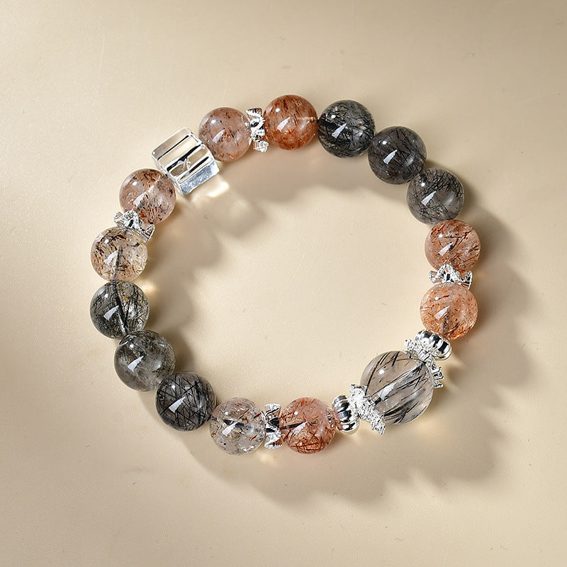 Black Golden Super Seven Bracelet with Rutilated & Clear Quartz