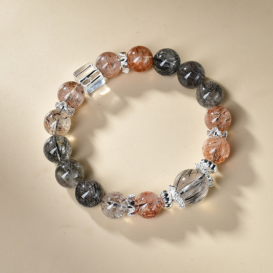 Black Golden Super Seven Bracelet with Rutilated & Clear Quartz