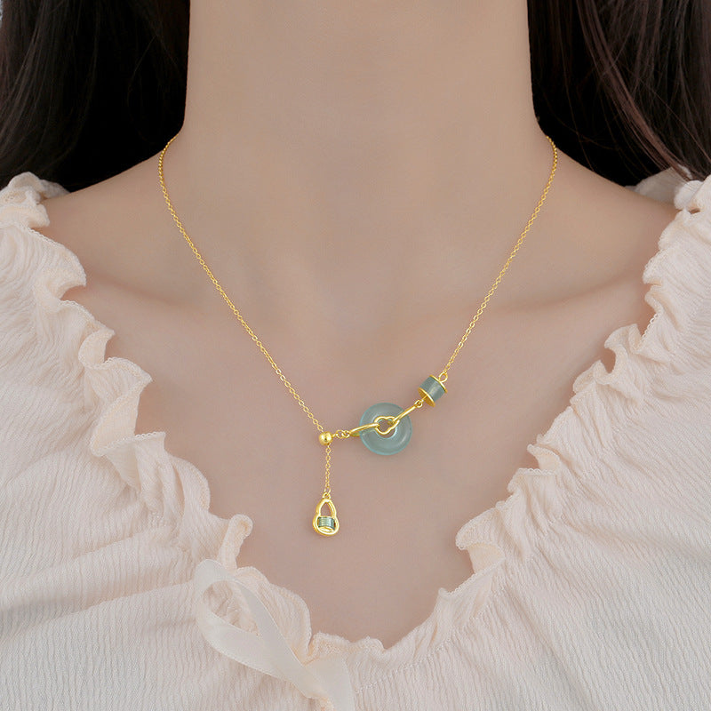 Chalcedony Peace Amulet & Gourd Necklace – Harmony & Blessings