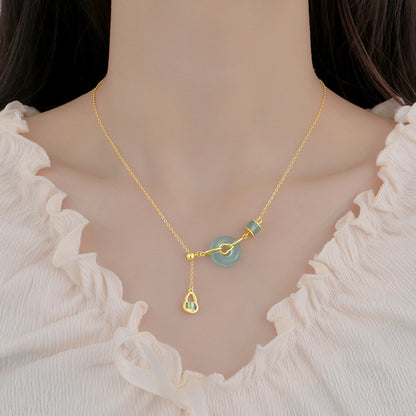 Chalcedony Peace Amulet & Gourd Necklace – Harmony & Blessings