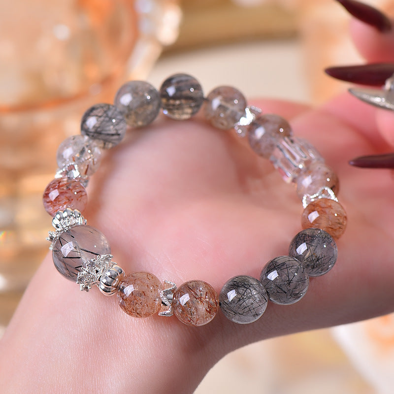 Black Golden Super Seven Bracelet with Rutilated & Clear Quartz