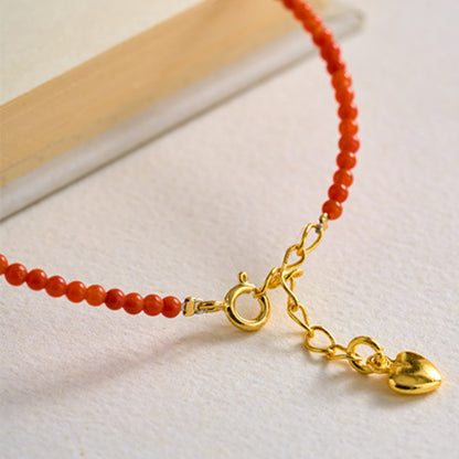 Red Agate Bracelet with Five Sutras Bead