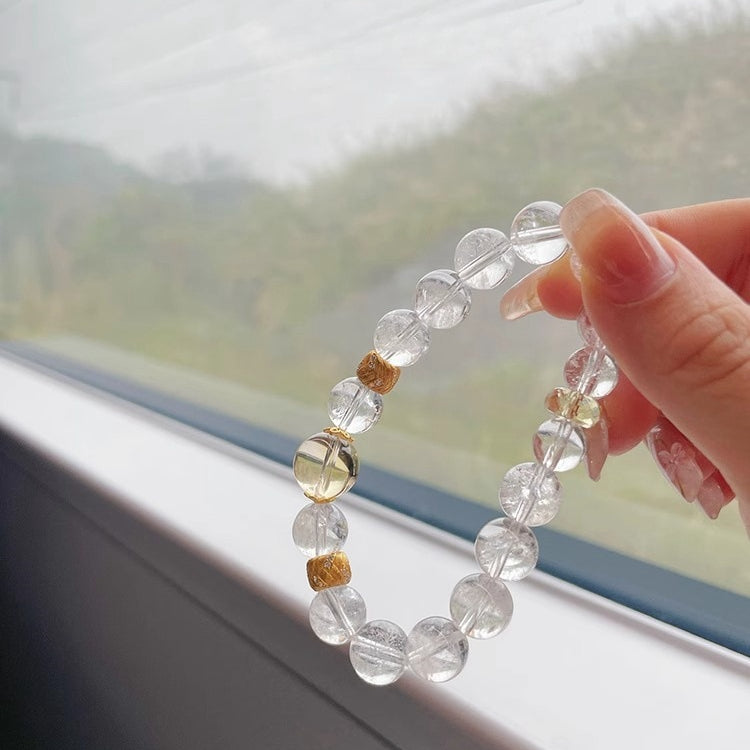 Natural White Aze & Citrine Bracelet – Abundance & Spiritual Clarity