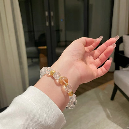 Natural White Aze & Citrine Bracelet – Abundance & Spiritual Clarity