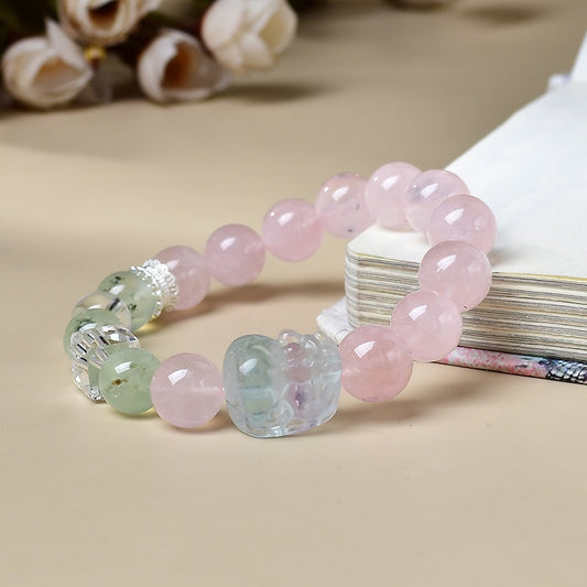Rose Quartz & Pixiu Crystal Bracelet – Love, Wealth & Protection